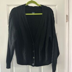 GAP Women's Black Cable-Knit Cardigan Wool Sweater size S